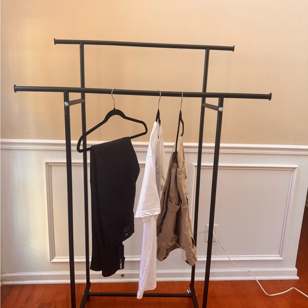 Black, White, and Tan Clothing Set